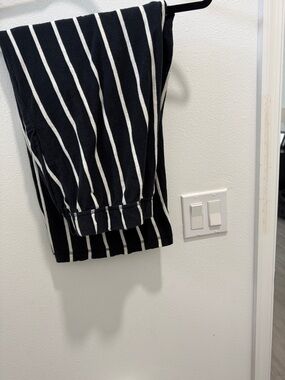 Eileen Fisher Black and White Striped Capris